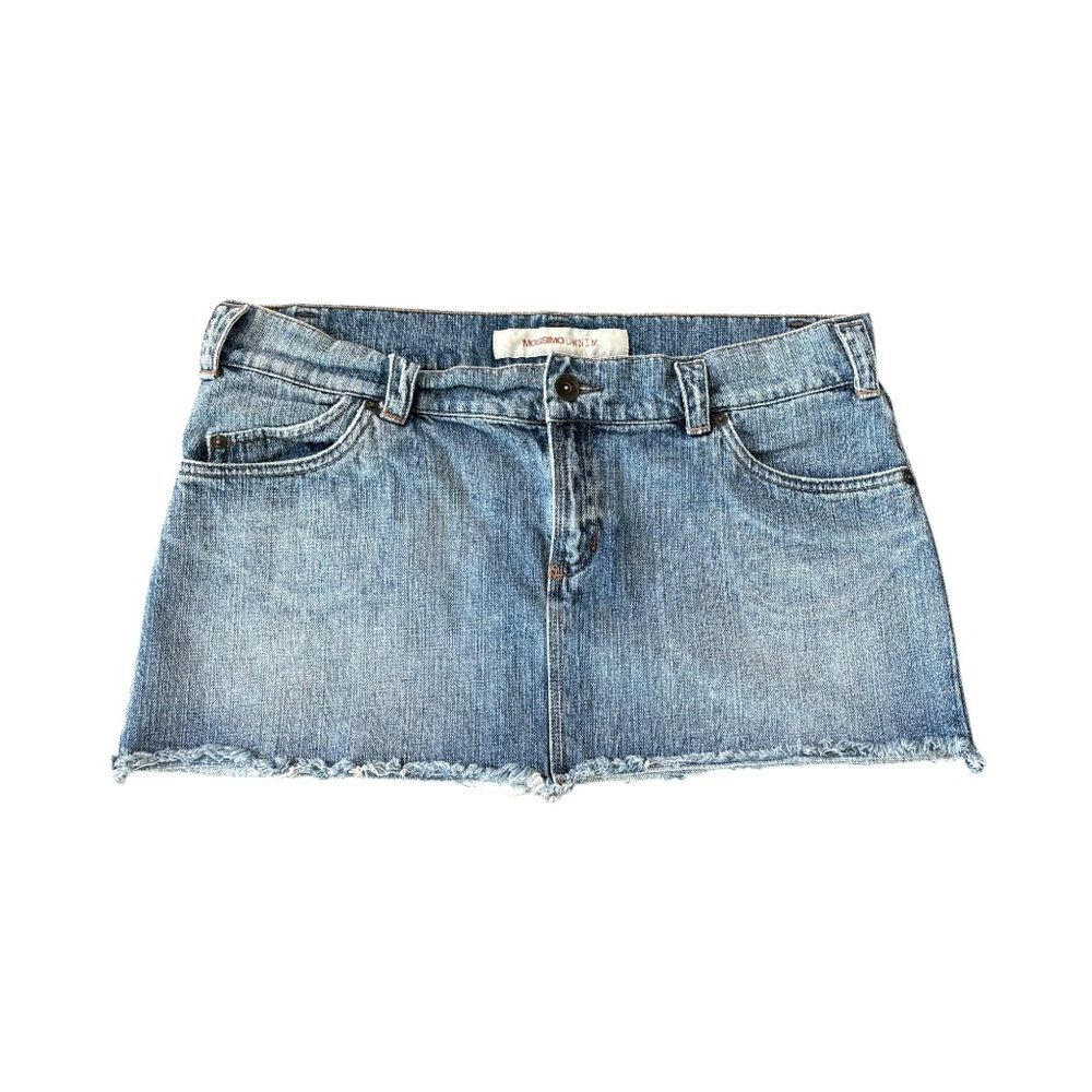 Vintage Y2K Mossimo Blue Denim Distressed Junior Mini Skirt